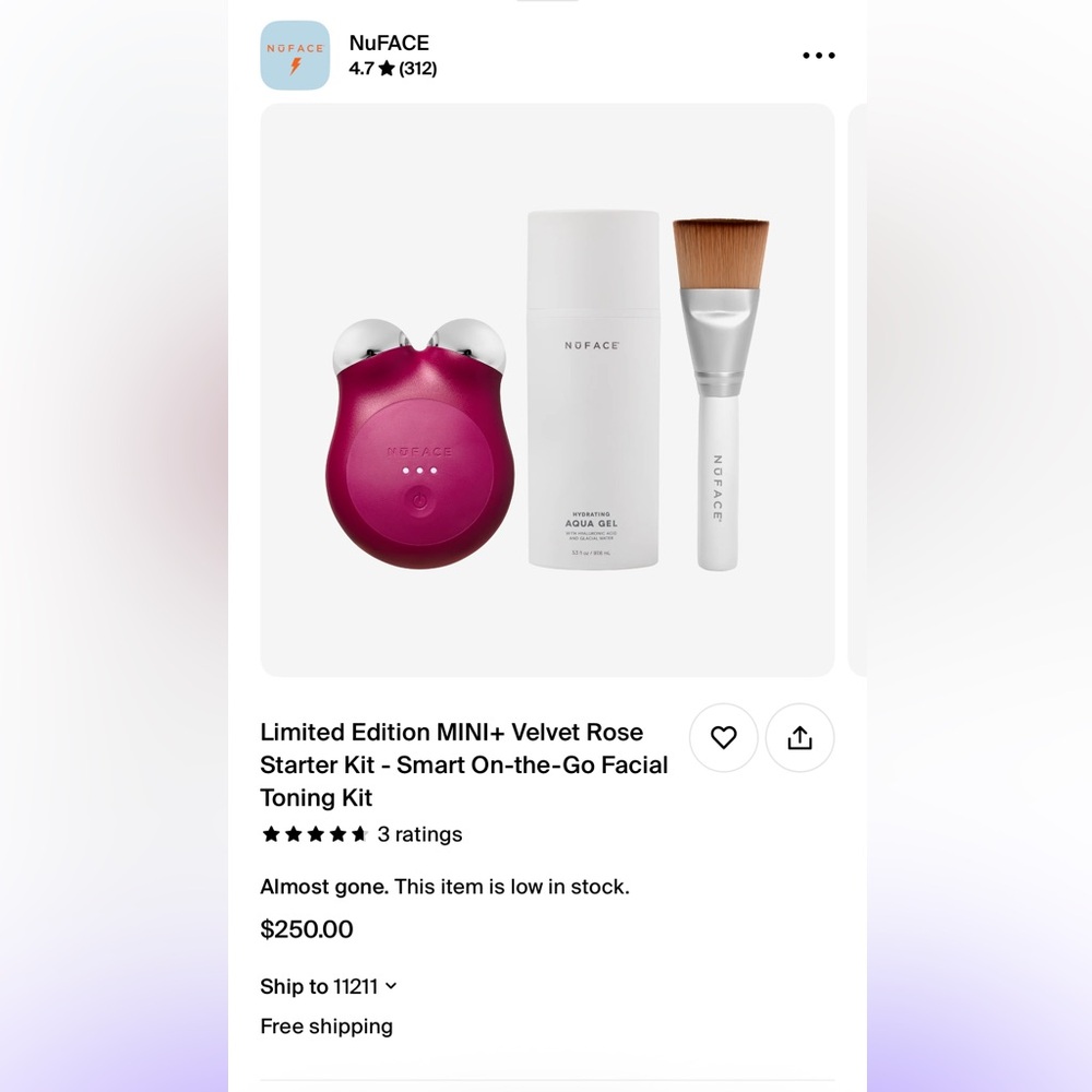 NuFACE Mini+ Velvet Rose Starter Kit